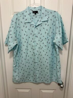 Marc Edwards Aqua Short-Sleeve Button-Down Shirt XL